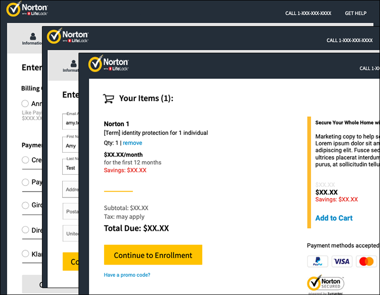checkout screen showing desktop examples
