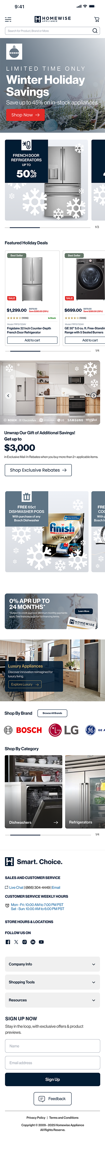Homewise Appliance Homepage - Mobile